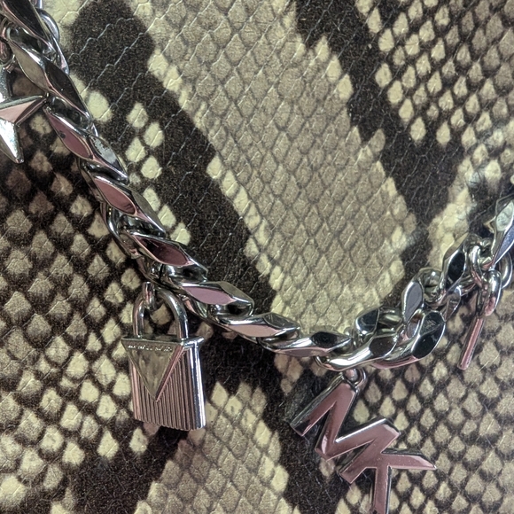 Michael Kors Python Crossbody Bag With Chain Derail - Picture 10 of 12